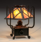 ARTS & CRAFTS IRON & SLAG GLAS