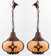 ARTS & CRAFTS IRON MOTTLED GLA