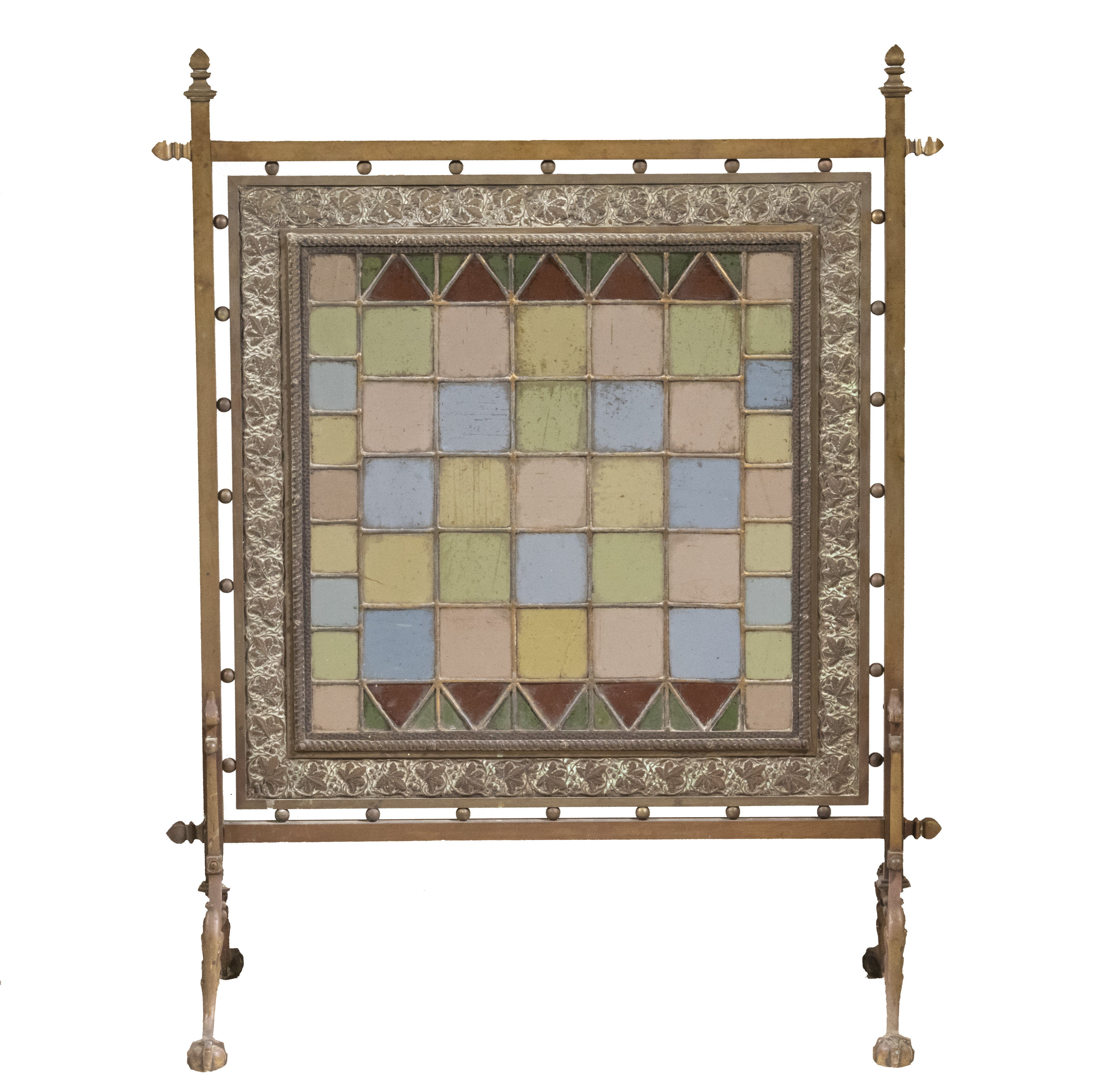 ARTS & CRAFTS LEADED GLASS FIRE