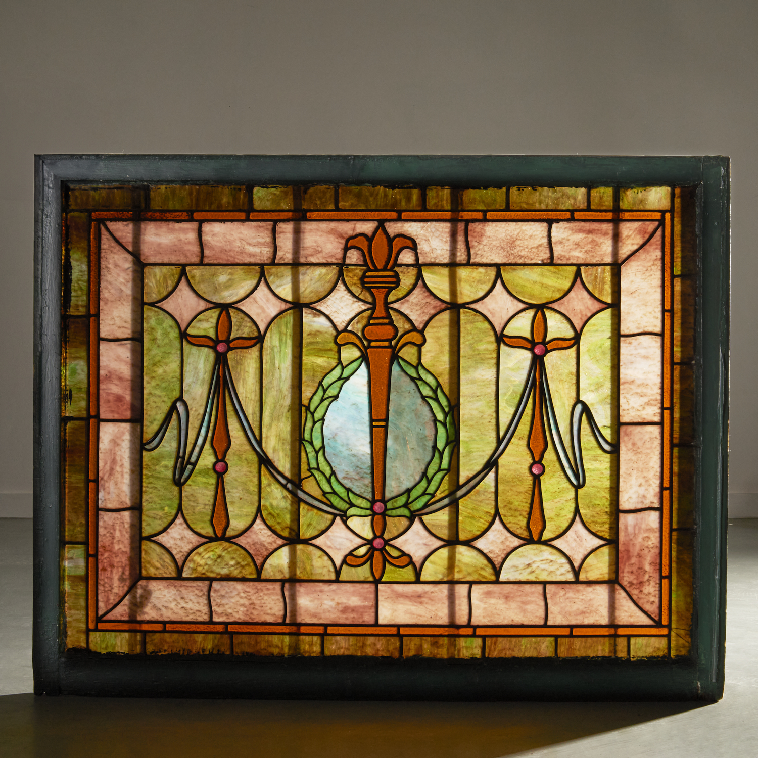ARTS & CRAFTS LEADED SLAG GLASS