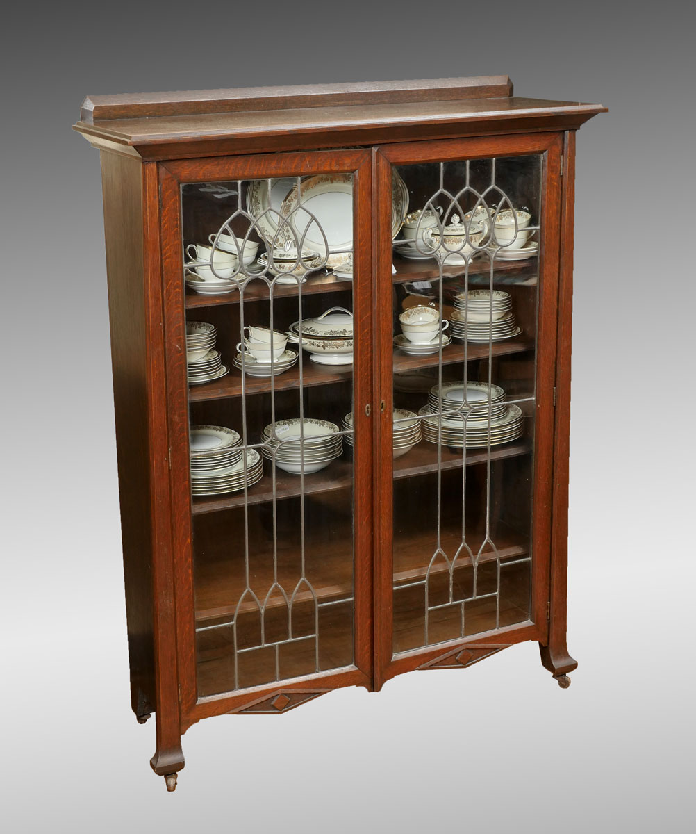 ARTS & CRAFTS MISSION OAK LEADED