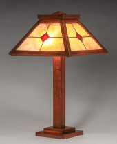 ARTS & CRAFTS OAK & LEADED GLA