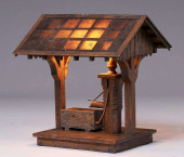ARTS & CRAFTS OAK & MICA LAMP