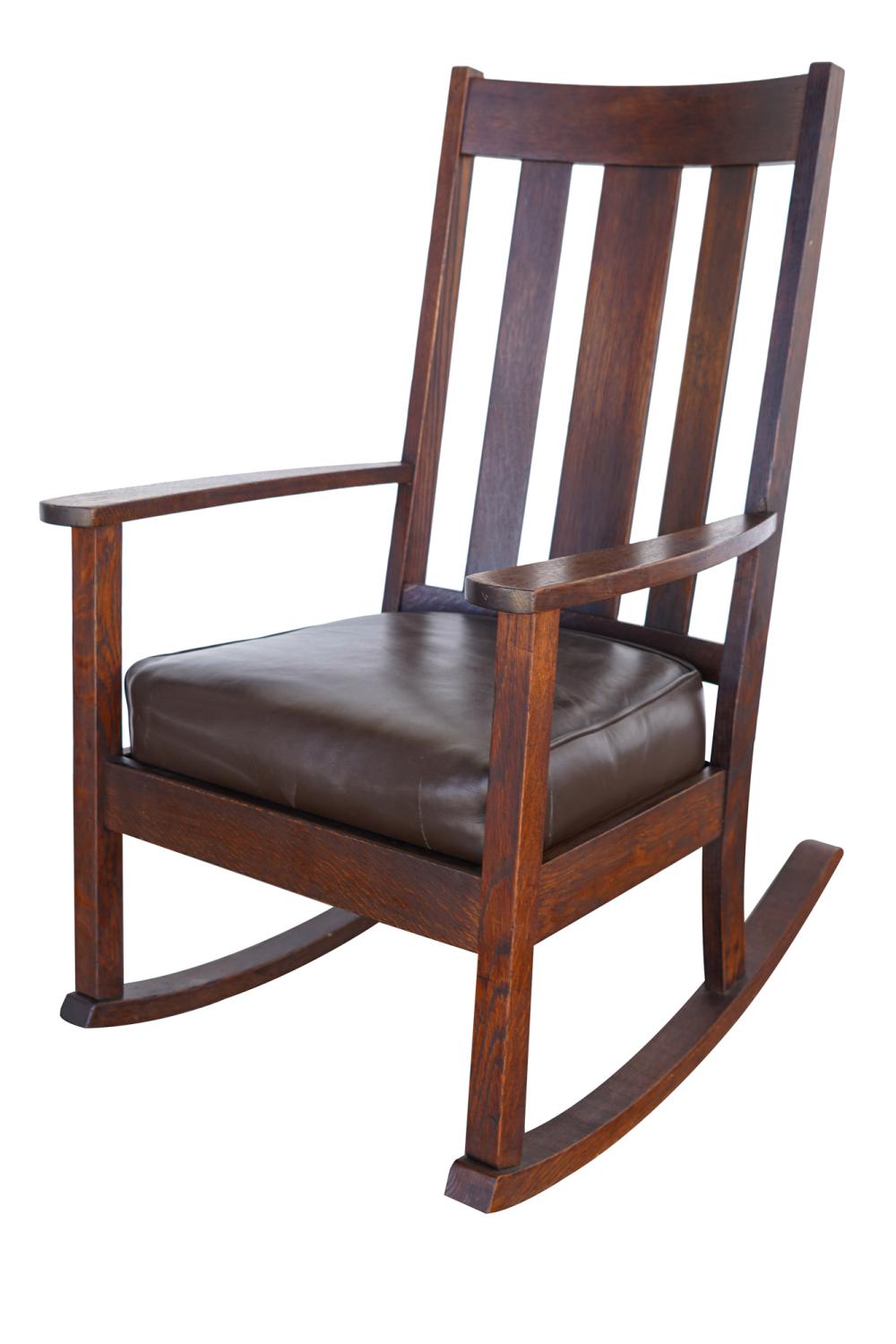 ARTS & CRAFTS OAK ROCKERunsigned,