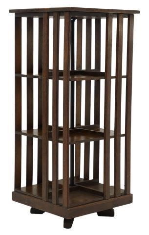 ARTS & CRAFTS OAK ROTATING BOOKCASE