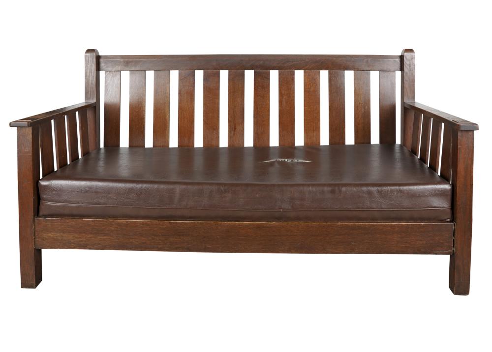 ARTS & CRAFTS OAK SOFAunsigned;