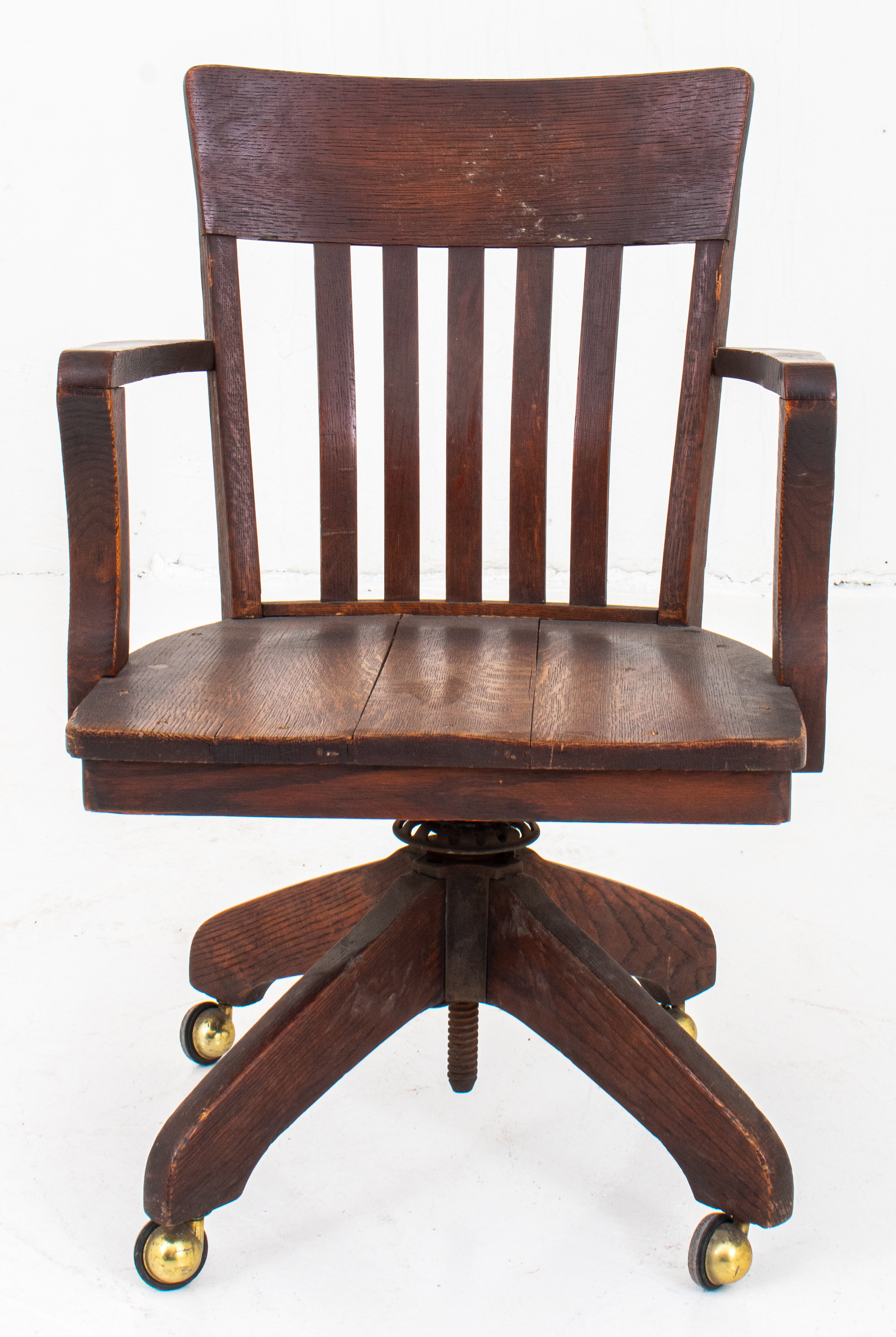 ARTS & CRAFTS OAK WOODEN SWIVEL
