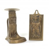 ARTS & CRAFTS OWL GILT BRONZE