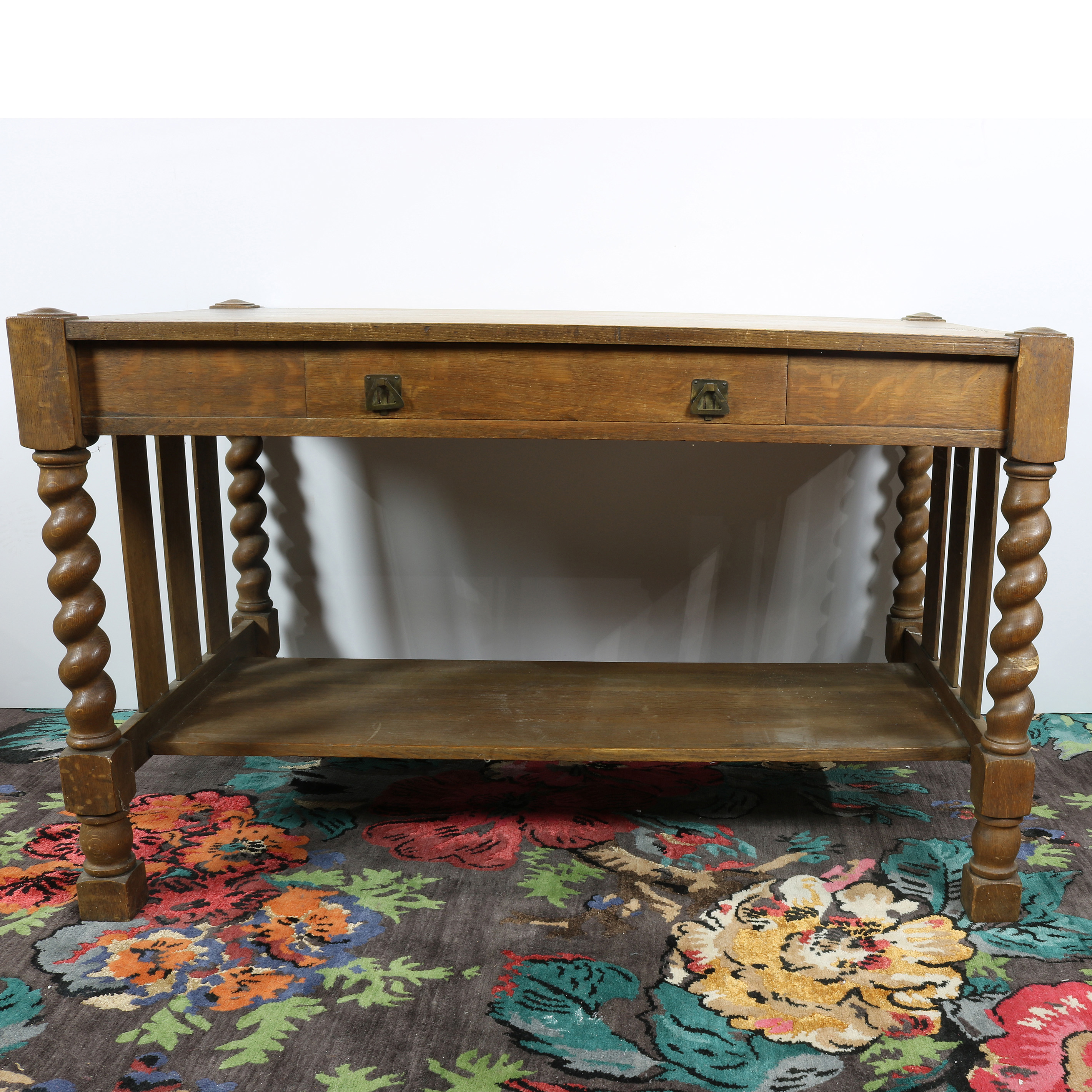 ARTS & CRAFTS QUARTERSEWN OAK DESK,