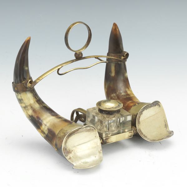 ARTS & CRAFTS SILVER PLATE AND HORN