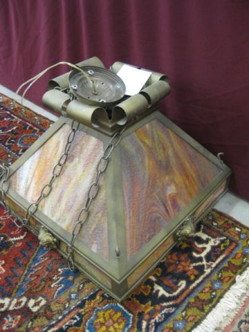 Arts & Crafts Slag Glass Hanging