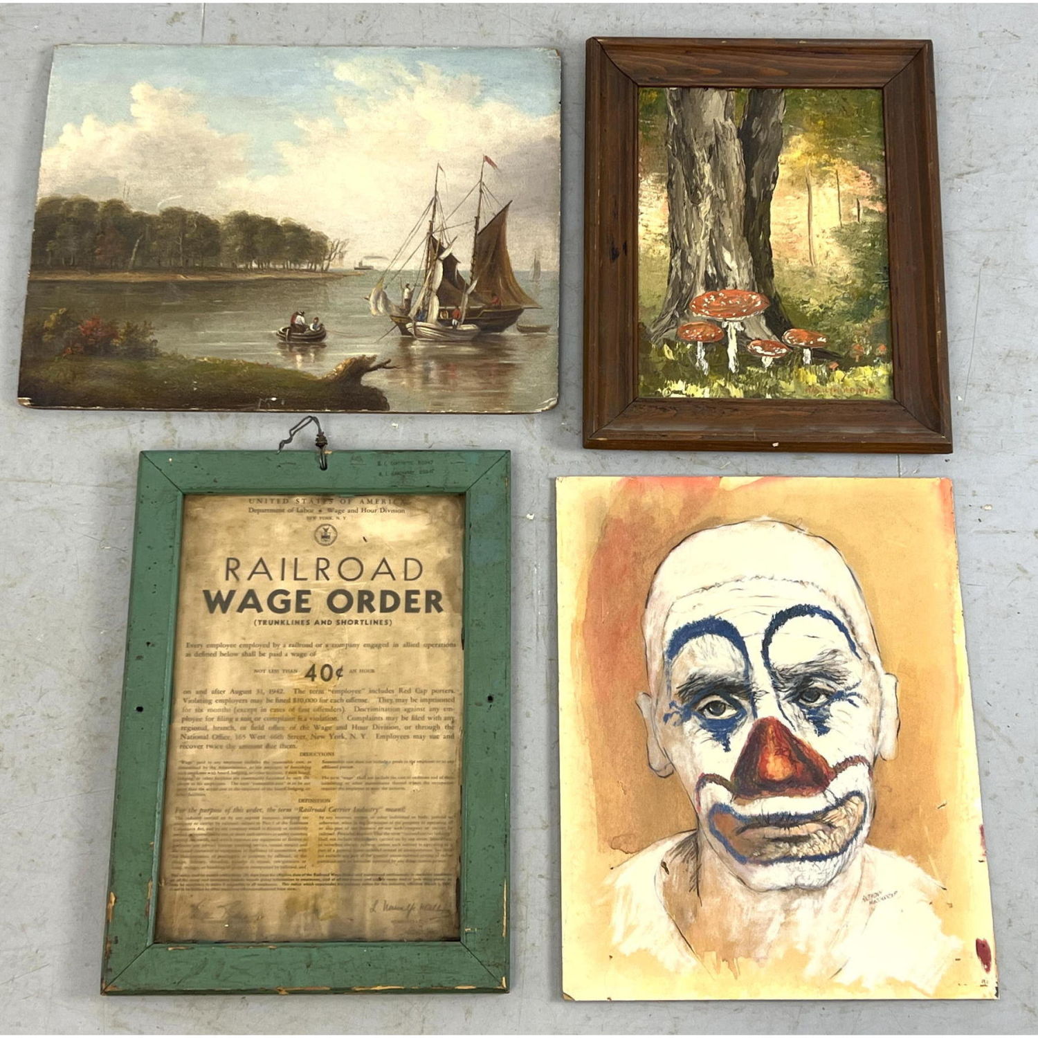 Artwork Lot. Clown painting, 