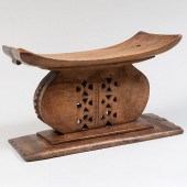 ASHANTI CARVED HARDWOOD STOOL,
