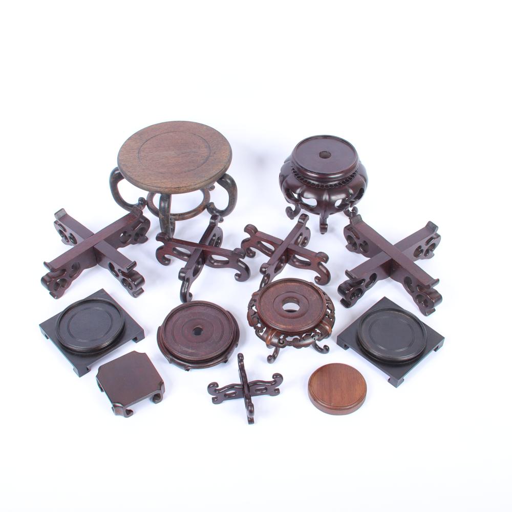 ASIAN 13PC. CARVED WOOD BASE
