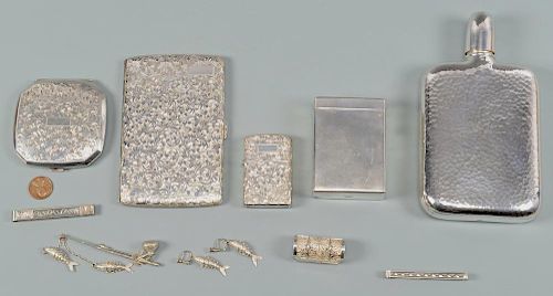 ASIAN .950 SILVER FLASK, SMOKING