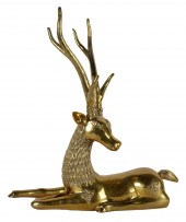 ASIAN BRASS DEER FIGUREunsigne