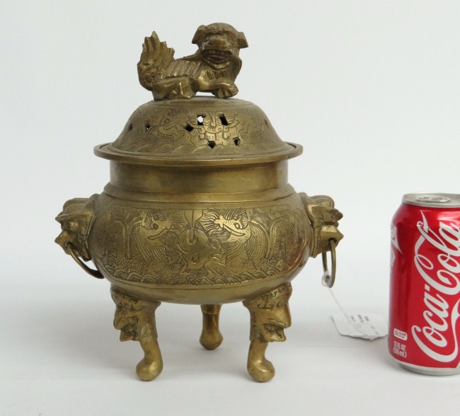 Asian brass incense burner with