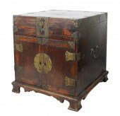 ASIAN BRASS-MOUNTED WOOD STORA