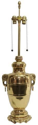 ASIAN BRASS URN MOUNTED AS A