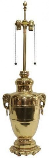 ASIAN BRASS URN MOUNTED AS A T