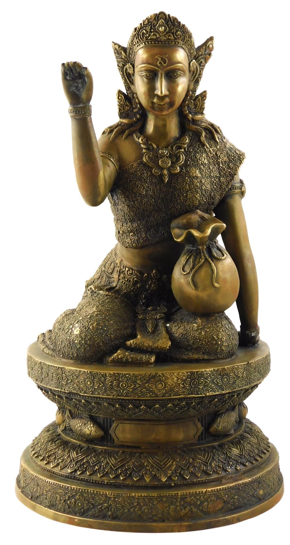 ASIAN: BRASS/BRONZE BUDDHIST FIGURE