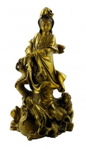 ASIAN: BRONZE FIGURE OF GUANYI