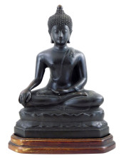 ASIAN: BRONZE SEATED BUDDHA ST