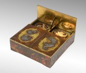ASIAN BRONZE & SILVER ENAMELED