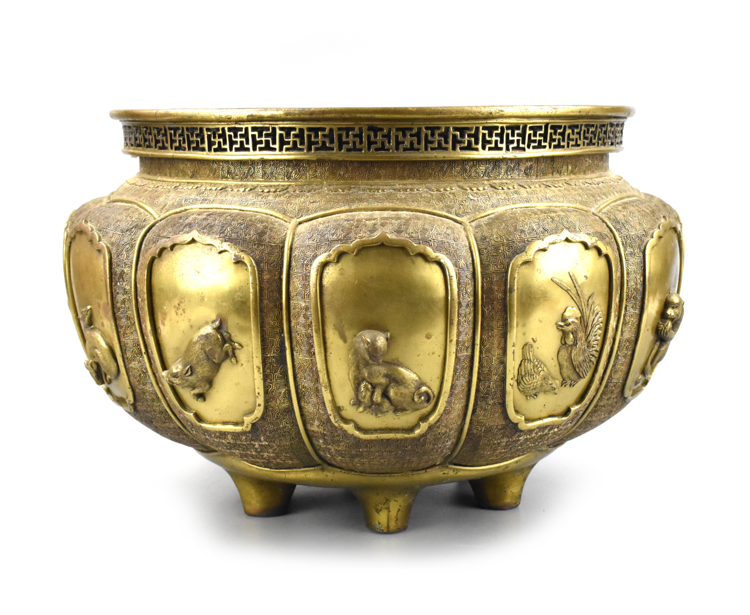 ASIAN BRONZE TRIPOD CENSER W/ 12
