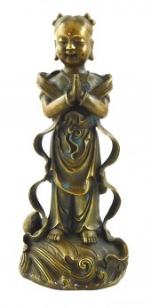 ASIAN: BRONZE/BRASS FIGURE OF