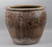 ASIAN BROWN-GLAZED STORAGE JAR