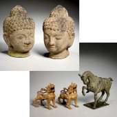 ASIAN BUDDHA HEADS &AMP; BRONZ