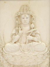 ASIAN BUDDHIST CARVED IVORY TA