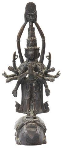 ASIAN BUDDHIST PATINATED BRONZE