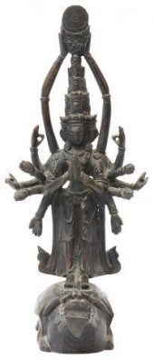ASIAN BUDDHIST PATINATED BRONZ