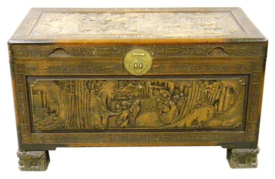 Asian camphor wood chest with