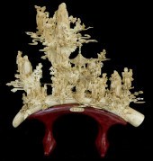 ASIAN: CARVED BONE GROUP SCULP