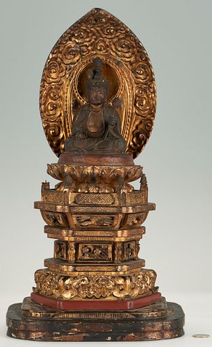 ASIAN CARVED BUDDHA ALTAR SHRINEA