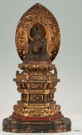 ASIAN CARVED BUDDHA ALTAR SHRI