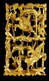 ASIAN: CARVED GILTWOOD PANEL,