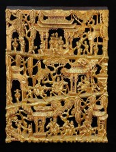 ASIAN: CARVED GILTWOOD PANEL,