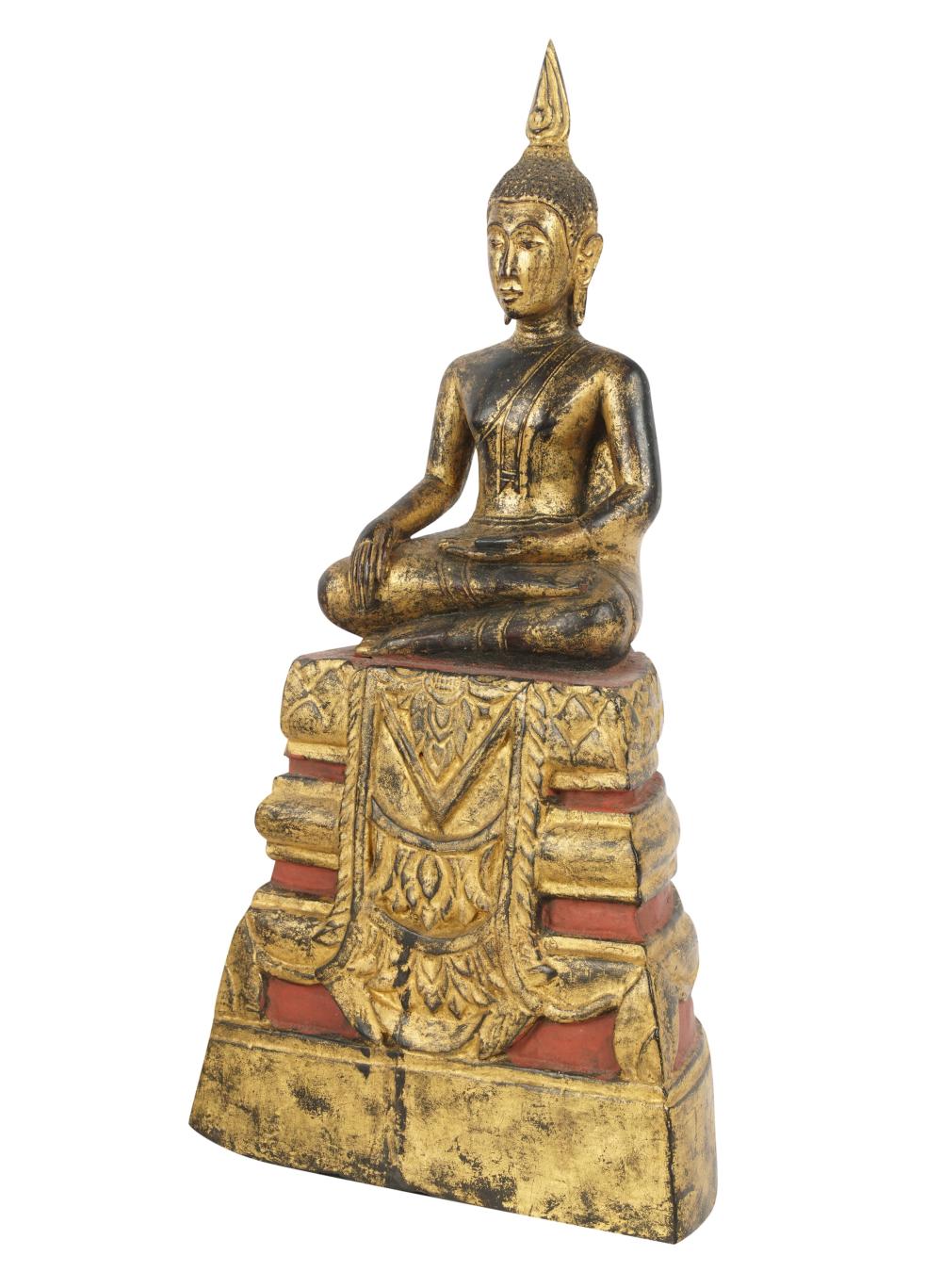 ASIAN CARVED GILTWOOD SEATED