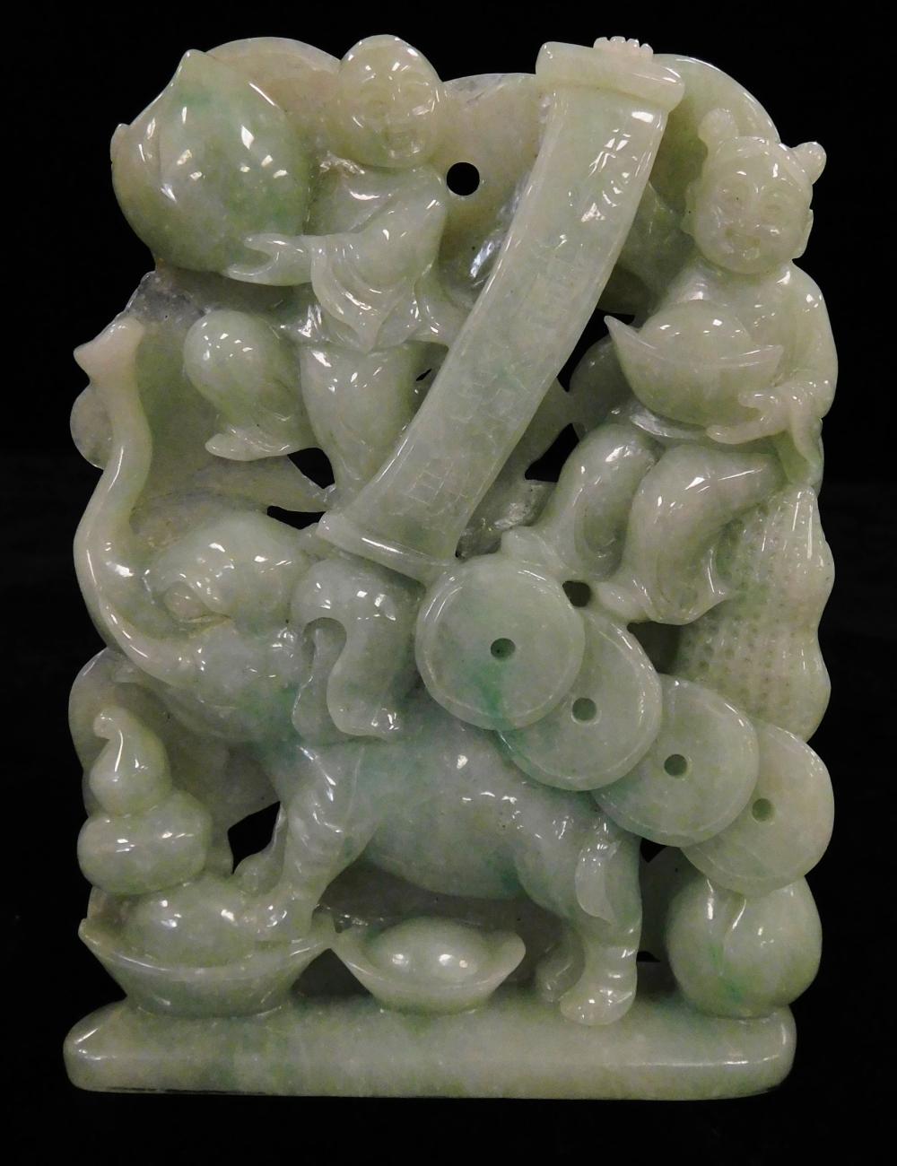 ASIAN: CARVED GREEN JADE TYPE