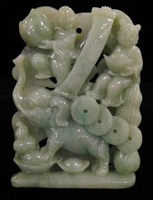 ASIAN: CARVED GREEN JADE TYPE