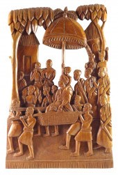 ASIAN: CARVED IN RELIEF WOOD P
