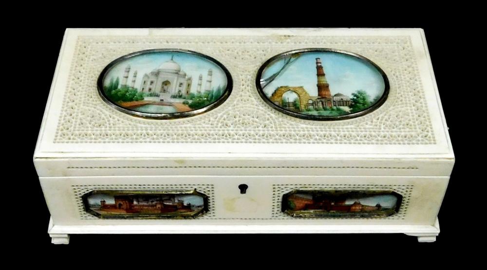 +ASIAN: CARVED IVORY BOX WITH