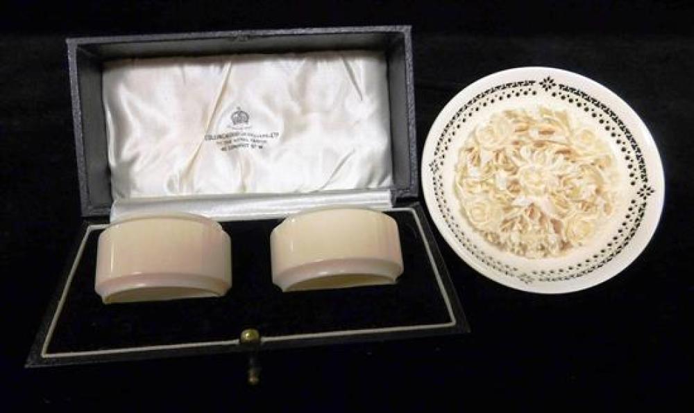 ASIAN: CARVED IVORY DISH,