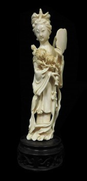 ASIAN: CARVED IVORY FIGURE OF
