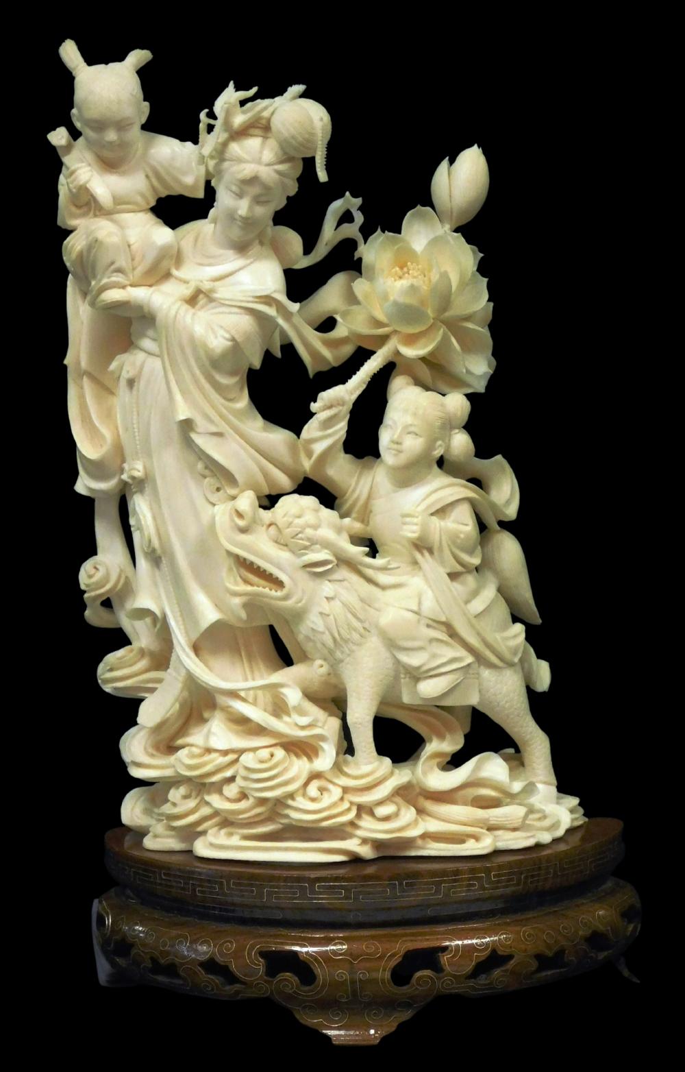 ASIAN: CARVED IVORY FIGURE OF