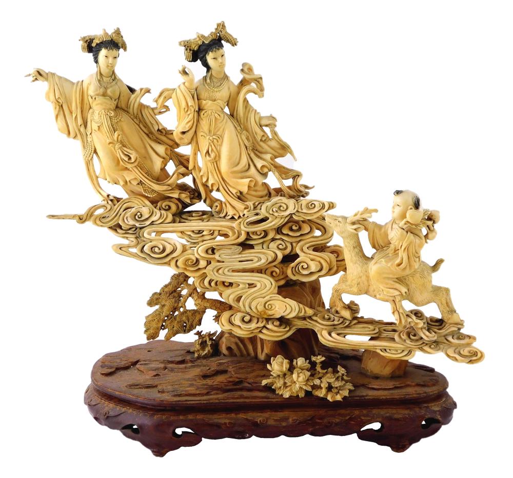 ASIAN: CARVED IVORY SCULPTURAL